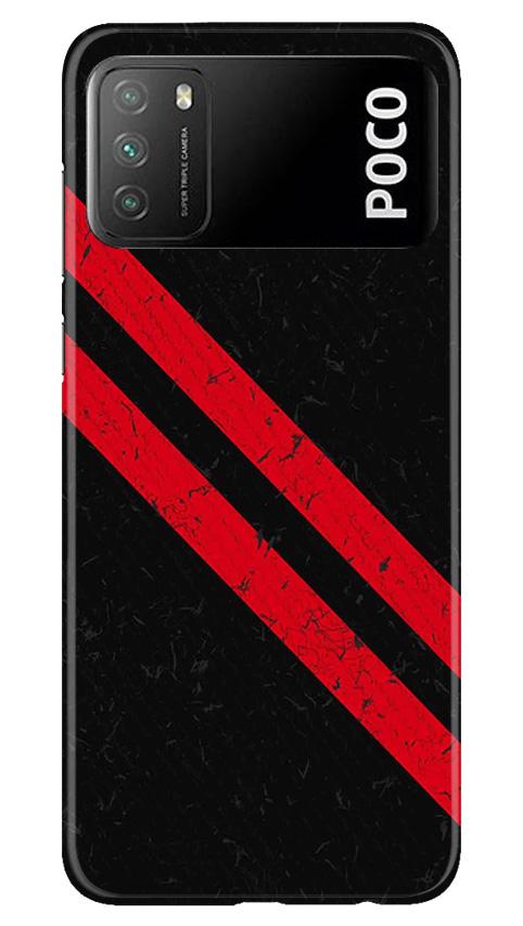 Black Red Pattern Mobile Back Case for Xiaomi Poco M3 (Design - 373)