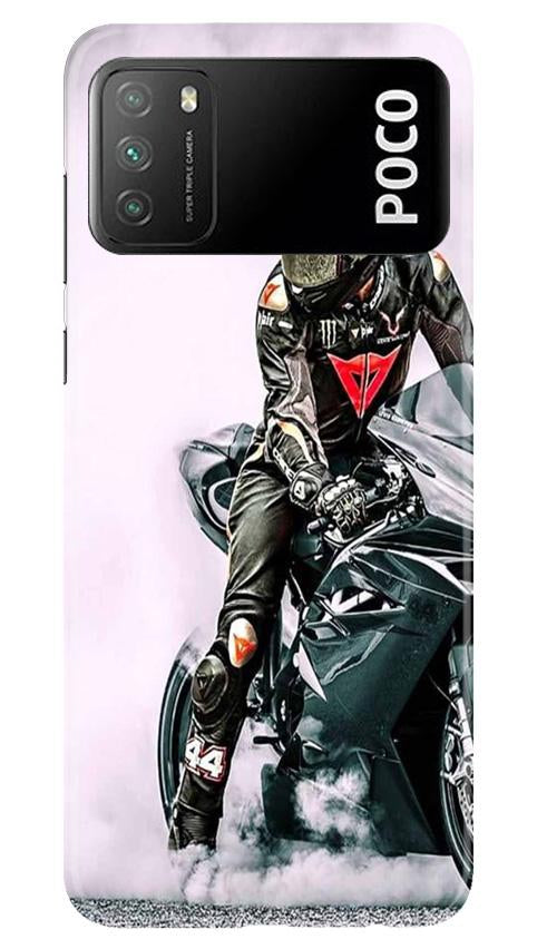 Biker Mobile Back Case for Xiaomi Poco M3 (Design - 383)