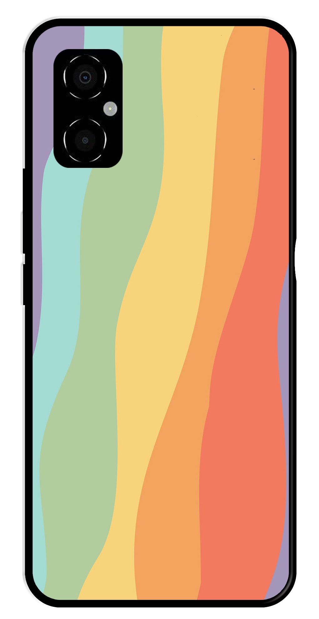 Muted Rainbow Metal Mobile Case for Poco M4 5G   (Design No -02)