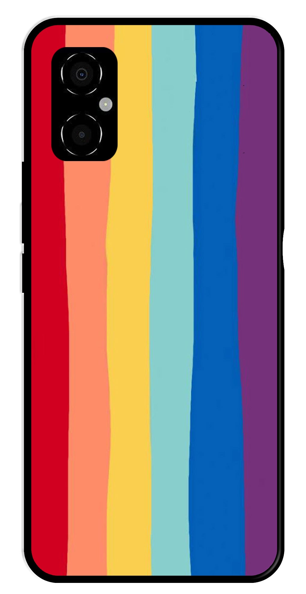 Rainbow MultiColor Metal Mobile Case for Poco M4 5G   (Design No -03)