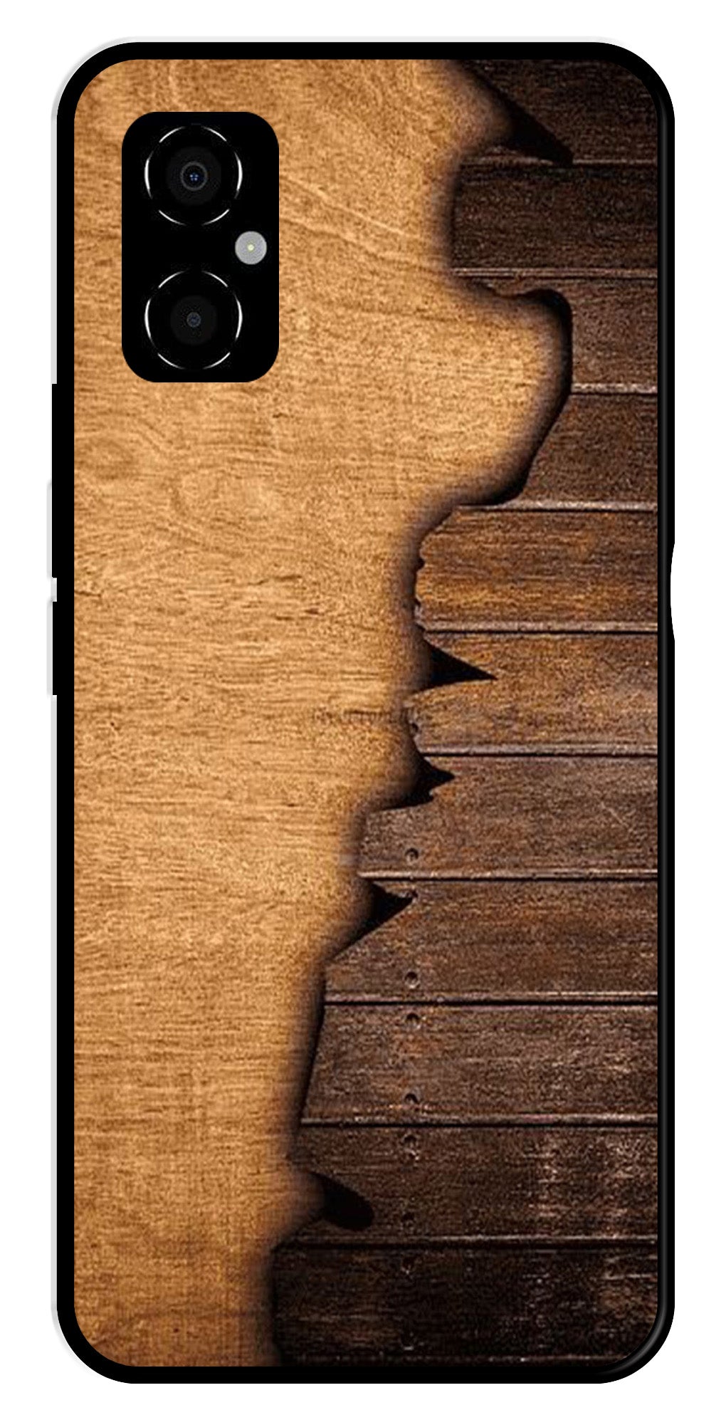 Wooden Design Metal Mobile Case for Poco M4 5G   (Design No -13)