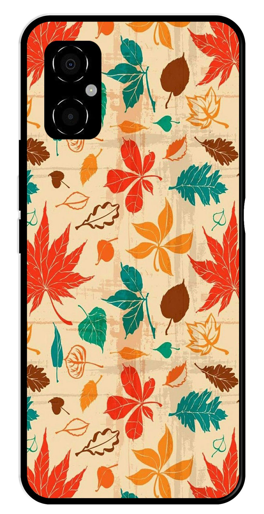 Leafs Design Metal Mobile Case for Poco M4 5G   (Design No -14)