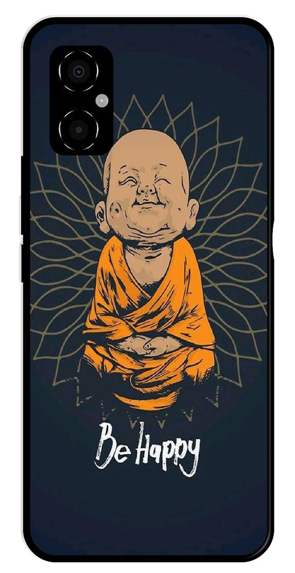 Be Happy Metal Mobile Case for Poco M4 5G   (Design No -27)