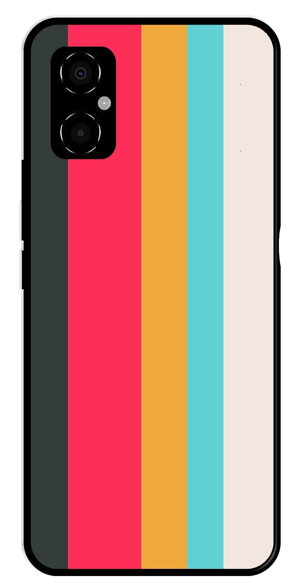 Muted Rainbow Metal Mobile Case for Poco M4 5G   (Design No -31)