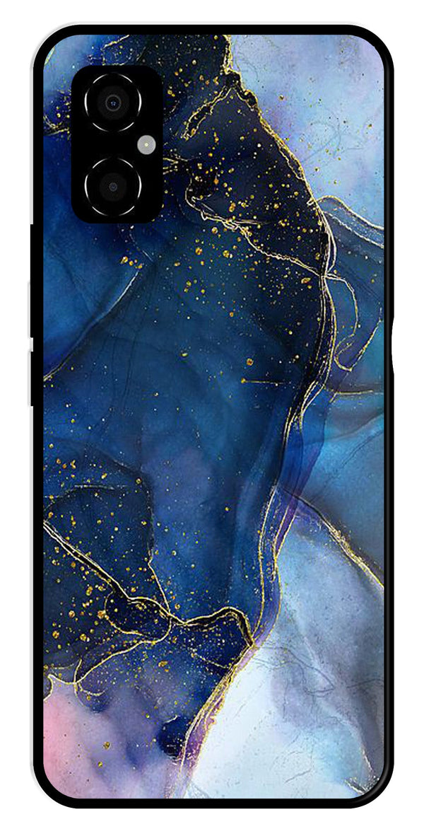 Blue Marble Metal Mobile Case for Poco M4 5G   (Design No -34)