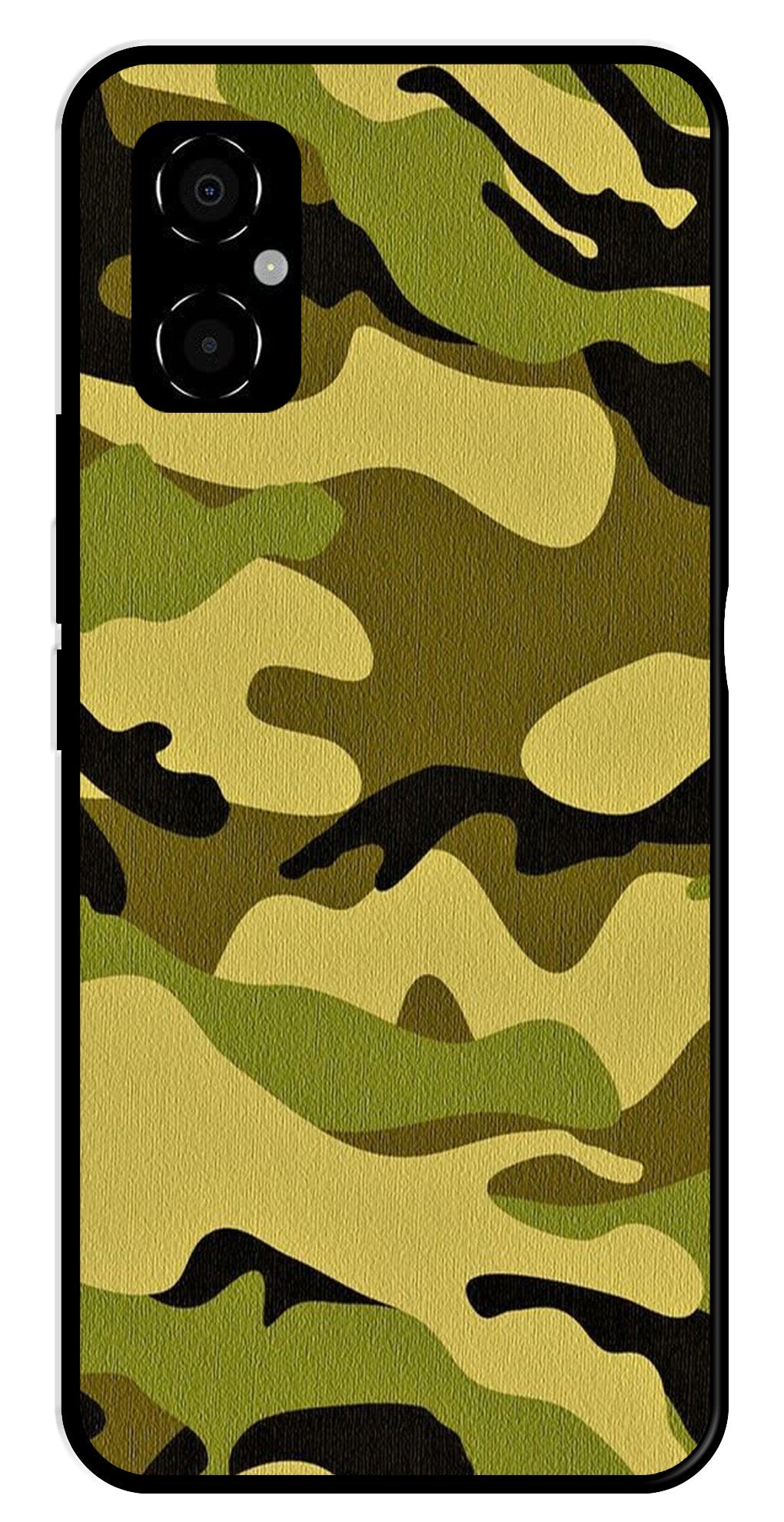 Army Pattern Metal Mobile Case for Poco M4 5G   (Design No -35)