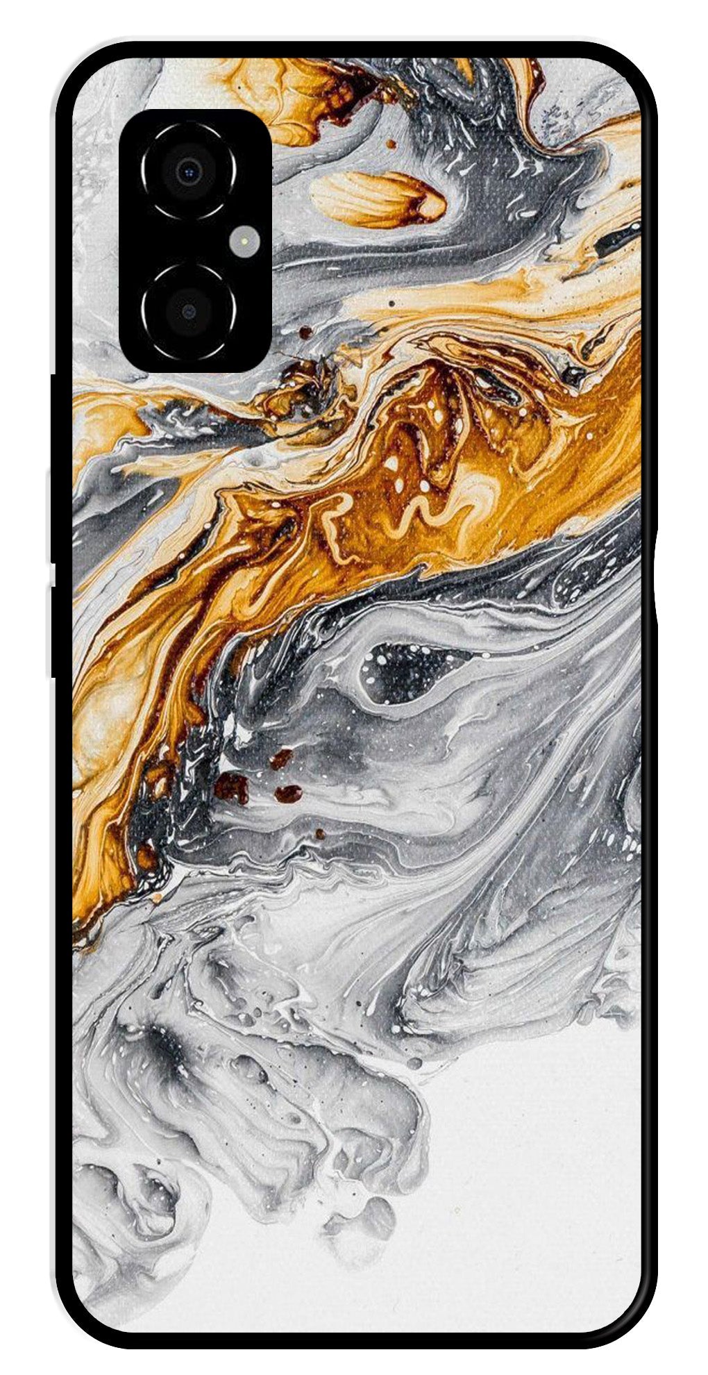 Marble Pattern Metal Mobile Case for Poco M4 5G   (Design No -36)