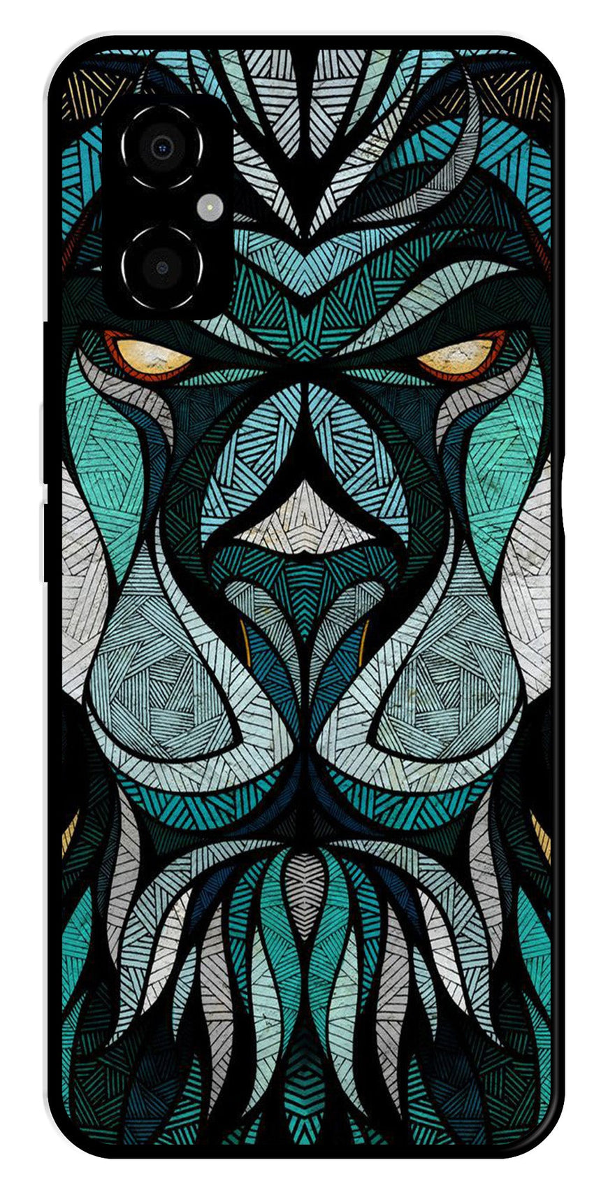 Lion Pattern Metal Mobile Case for Poco M4 5G   (Design No -40)