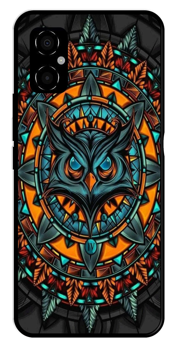 Owl Pattern Metal Mobile Case for Poco M4 5G   (Design No -42)