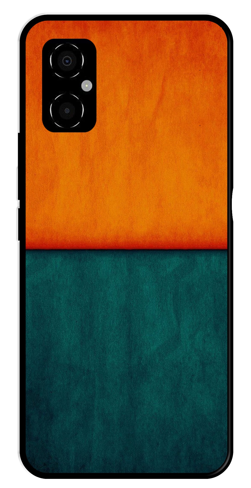 Orange Green Pattern Metal Mobile Case for Poco M4 5G   (Design No -45)