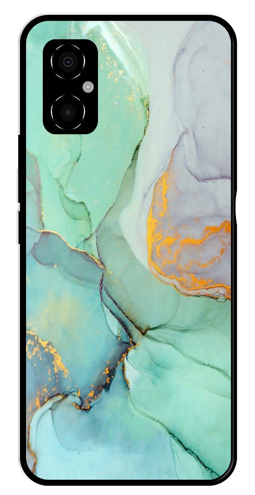 Marble Design Metal Mobile Case for Poco M4 5G   (Design No -46)