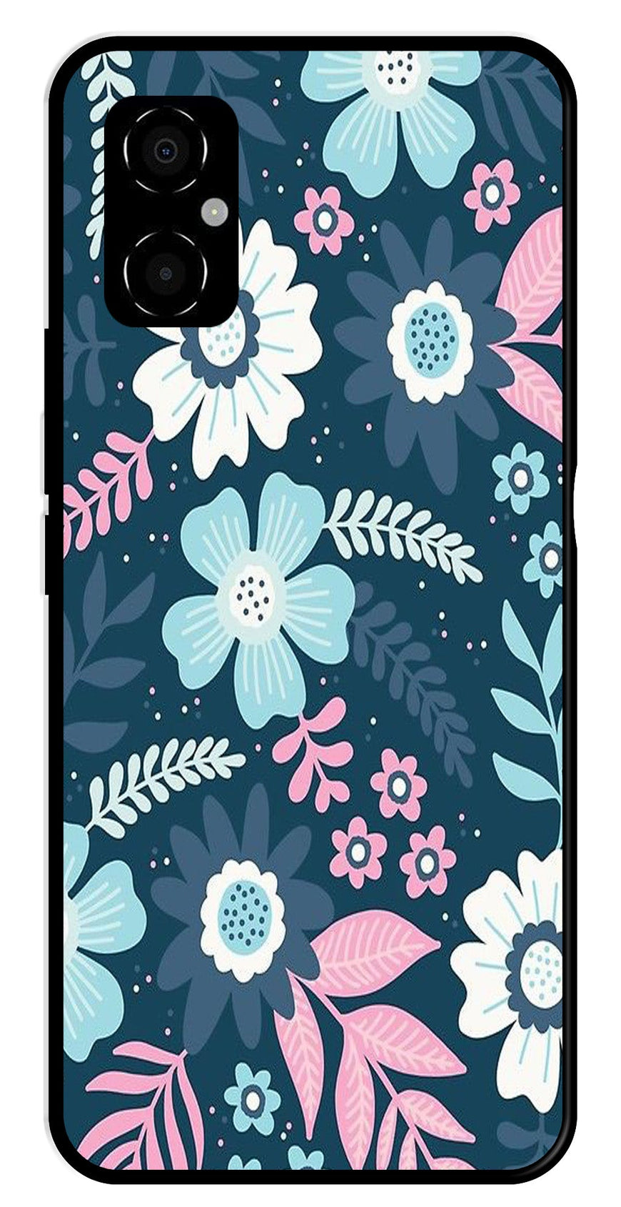 Flower Leaves Design Metal Mobile Case for Poco M4 5G   (Design No -50)
