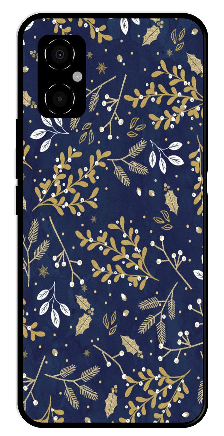 Floral Pattern  Metal Mobile Case for Poco M4 5G   (Design No -52)