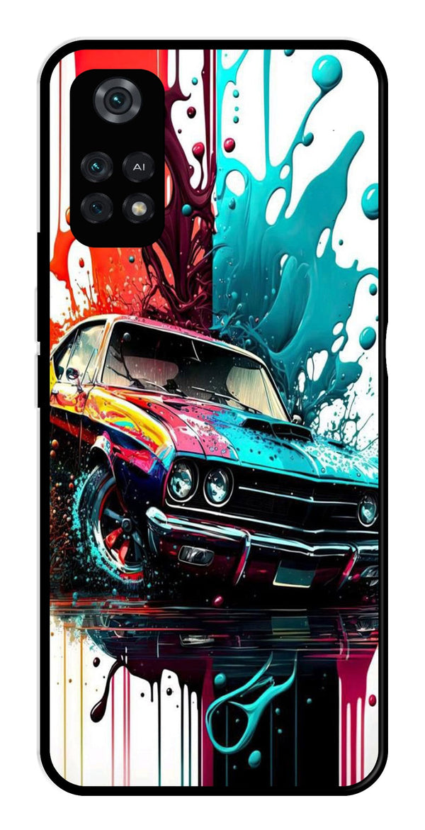 Vintage Car Metal Mobile Case for Poco M4 Pro   (Design No -29)