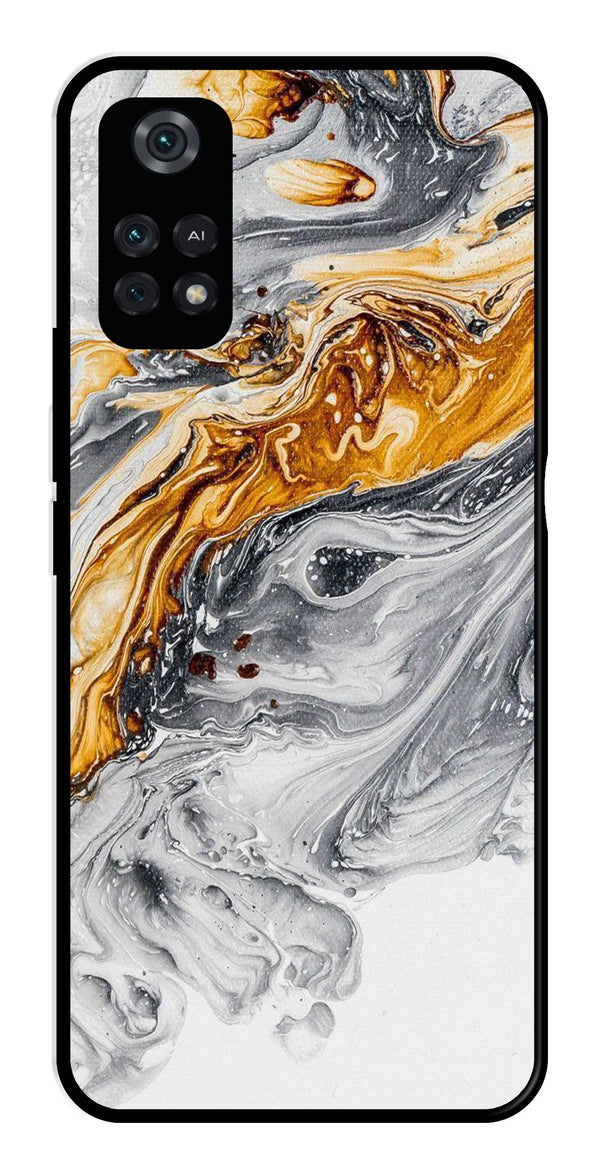 Marble Pattern Metal Mobile Case for Poco M4 Pro   (Design No -36)