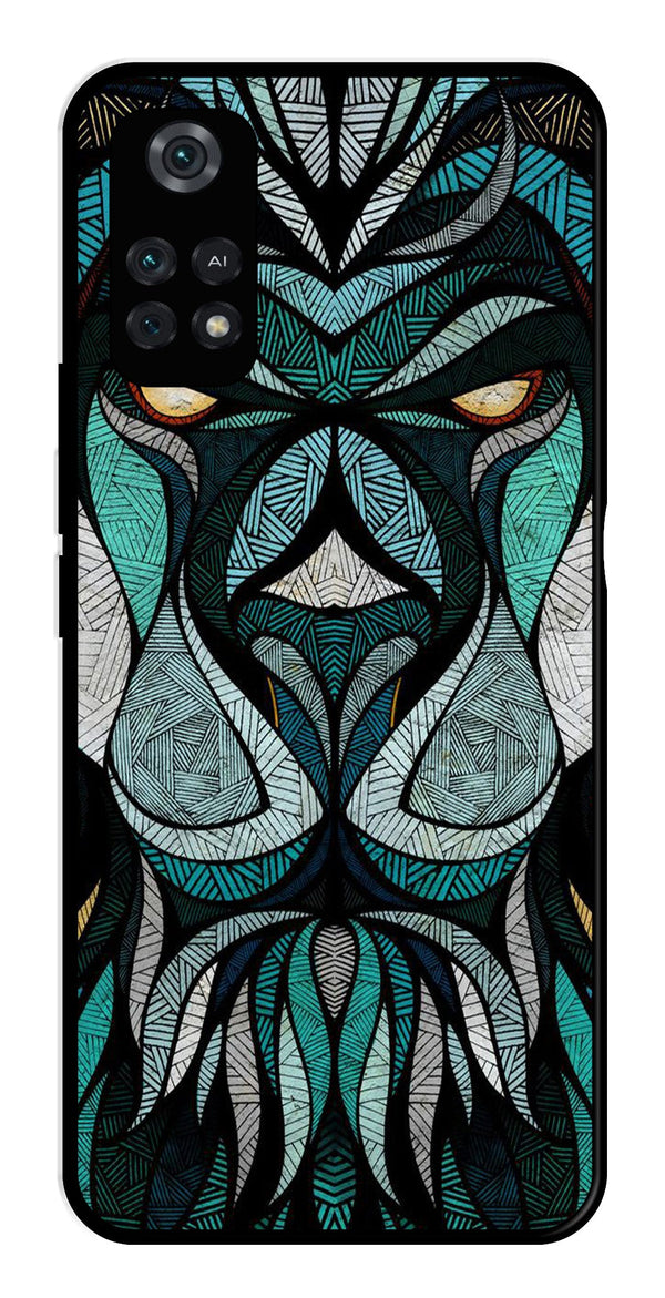 Lion Pattern Metal Mobile Case for Poco M4 Pro   (Design No -40)