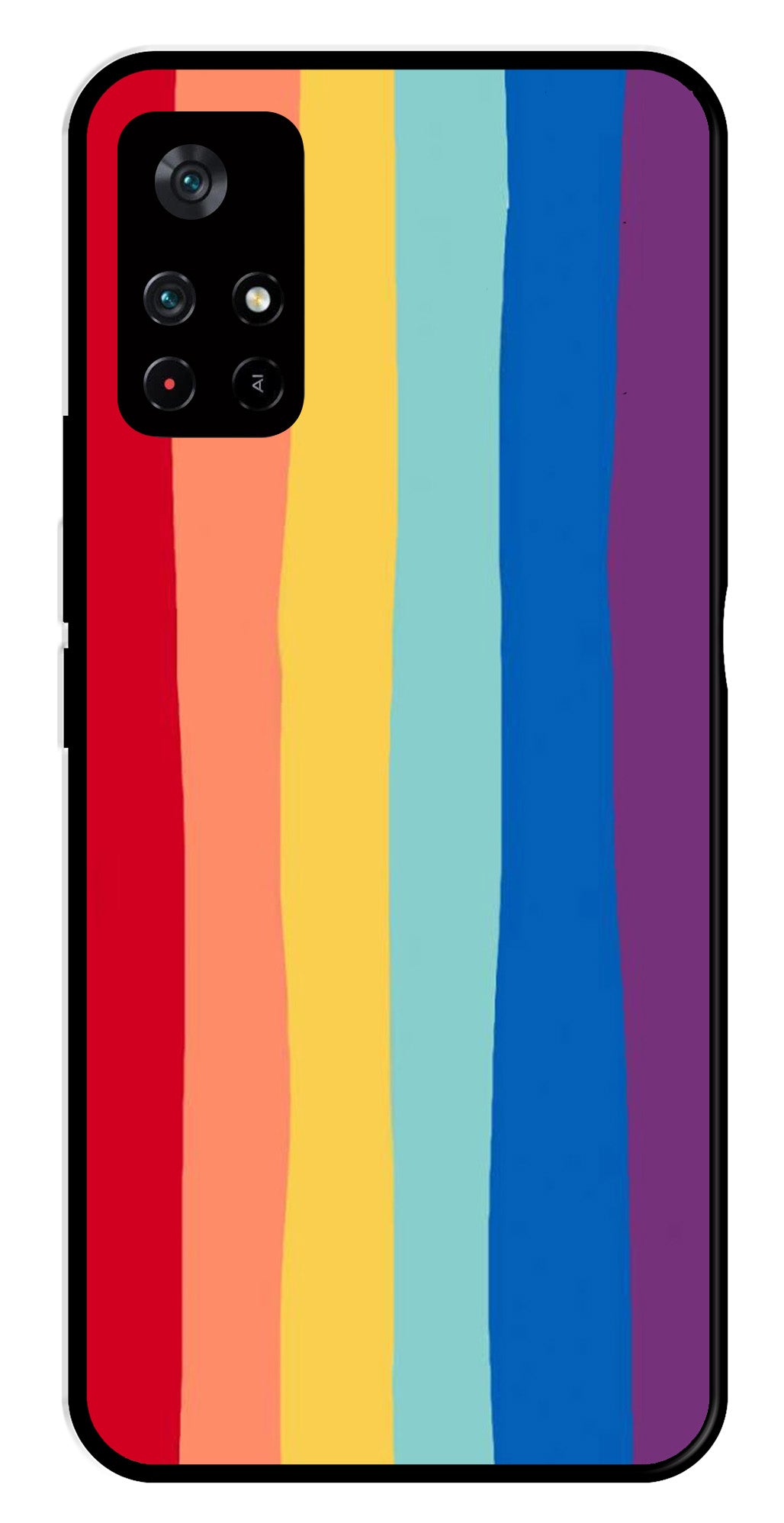 Rainbow MultiColor Metal Mobile Case for Poco M4 Pro 5G   (Design No -03)