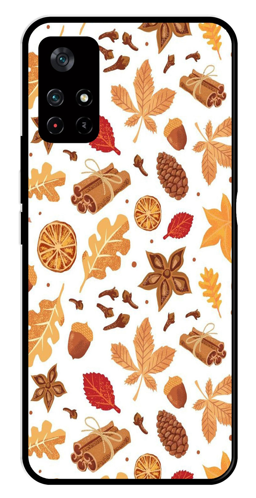 Autumn Leaf Metal Mobile Case for Poco M4 Pro 5G   (Design No -19)