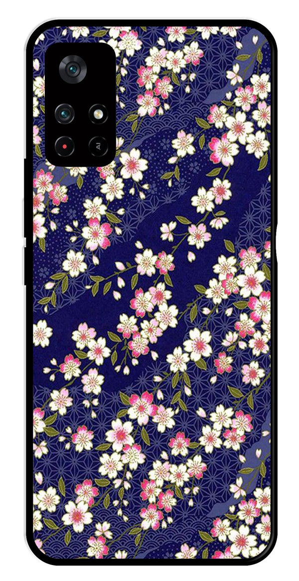 Flower Design Metal Mobile Case for Poco M4 Pro 5G   (Design No -25)