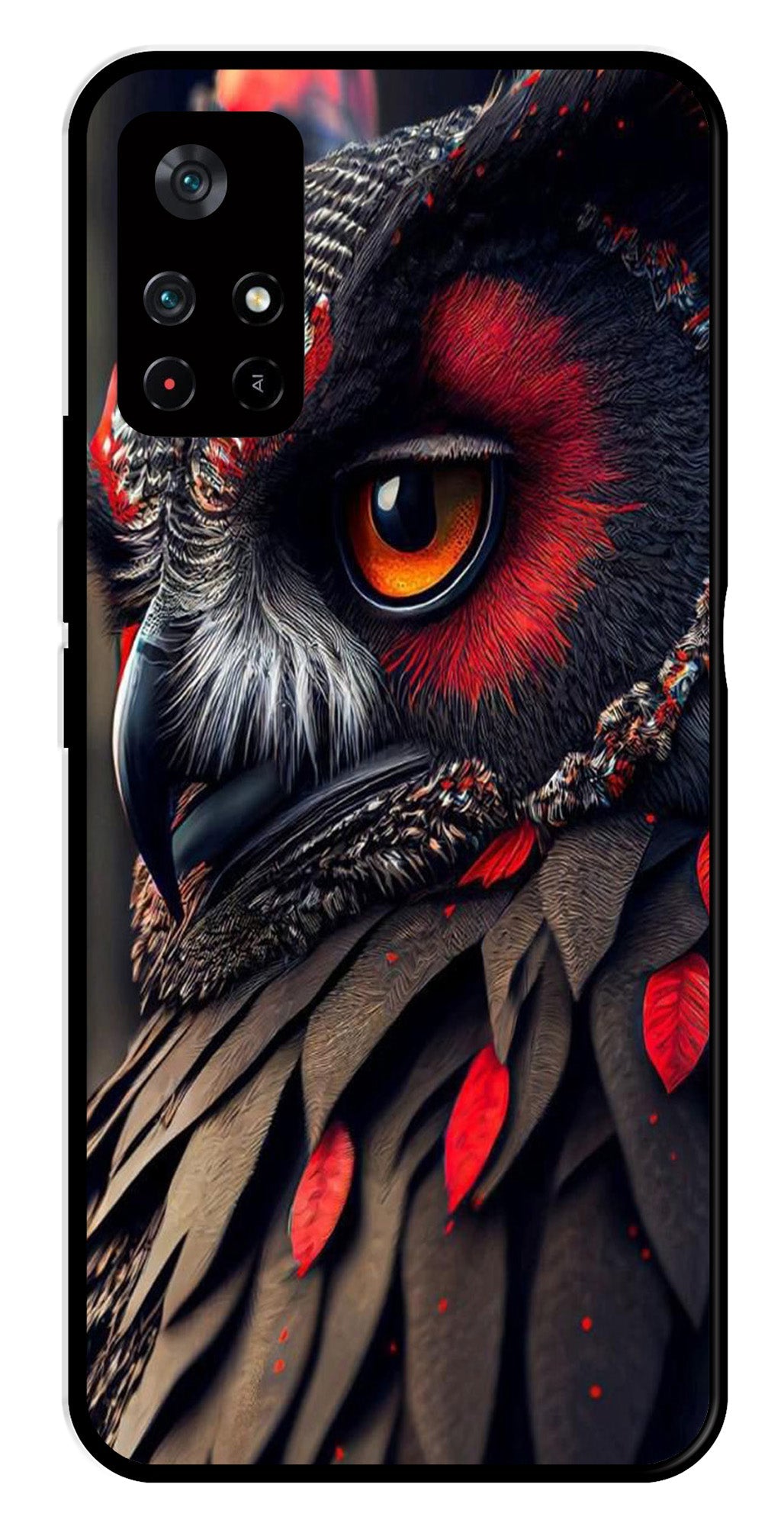 Owl Design Metal Mobile Case for Poco M4 Pro 5G   (Design No -26)