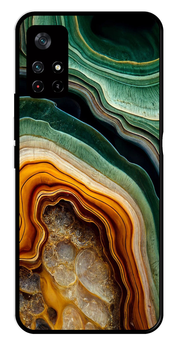 Marble Design Metal Mobile Case for Poco M4 Pro 5G   (Design No -28)
