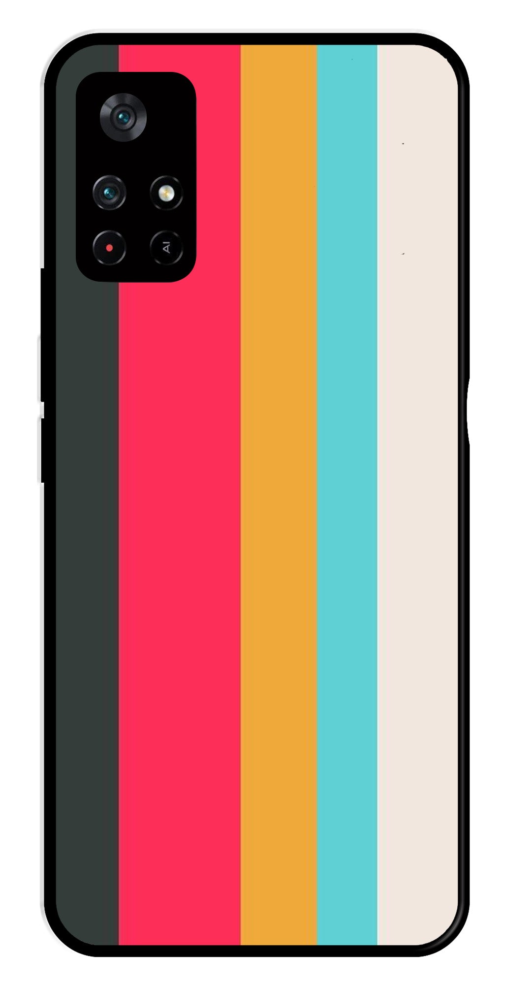 Muted Rainbow Metal Mobile Case for Poco M4 Pro 5G   (Design No -31)