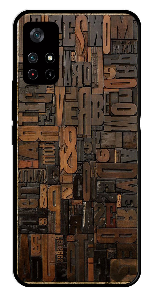 Alphabets Metal Mobile Case for Poco M4 Pro 5G   (Design No -32)