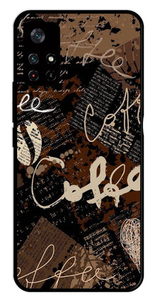 Coffee Pattern Metal Mobile Case for Poco M4 Pro 5G