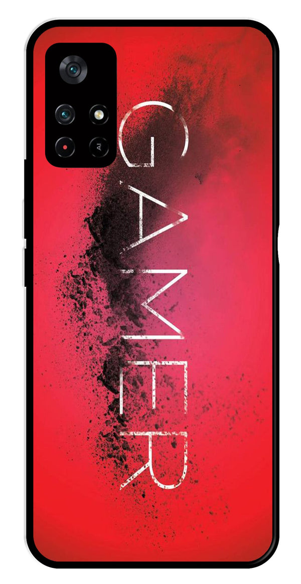 Gamer Pattern Metal Mobile Case for Poco M4 Pro 5G   (Design No -41)