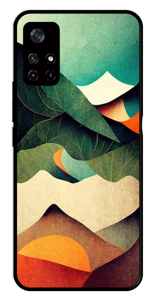 MultiColor Pattern Metal Mobile Case for Poco M4 Pro 5G   (Design No -43)