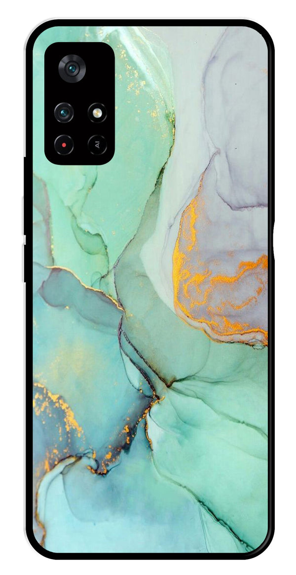 Marble Design Metal Mobile Case for Poco M4 Pro 5G   (Design No -46)