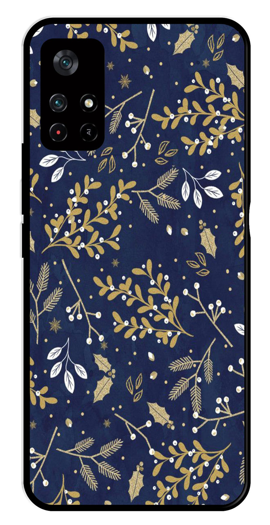 Floral Pattern  Metal Mobile Case for Poco M4 Pro 5G   (Design No -52)