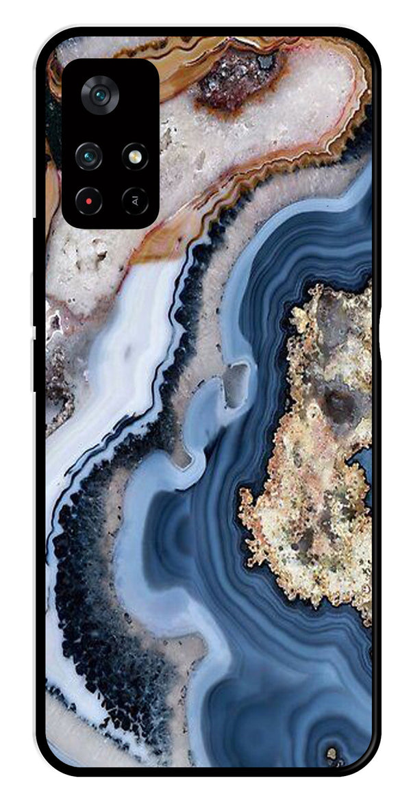 Marble Design Metal Mobile Case for Poco M4 Pro 5G   (Design No -53)