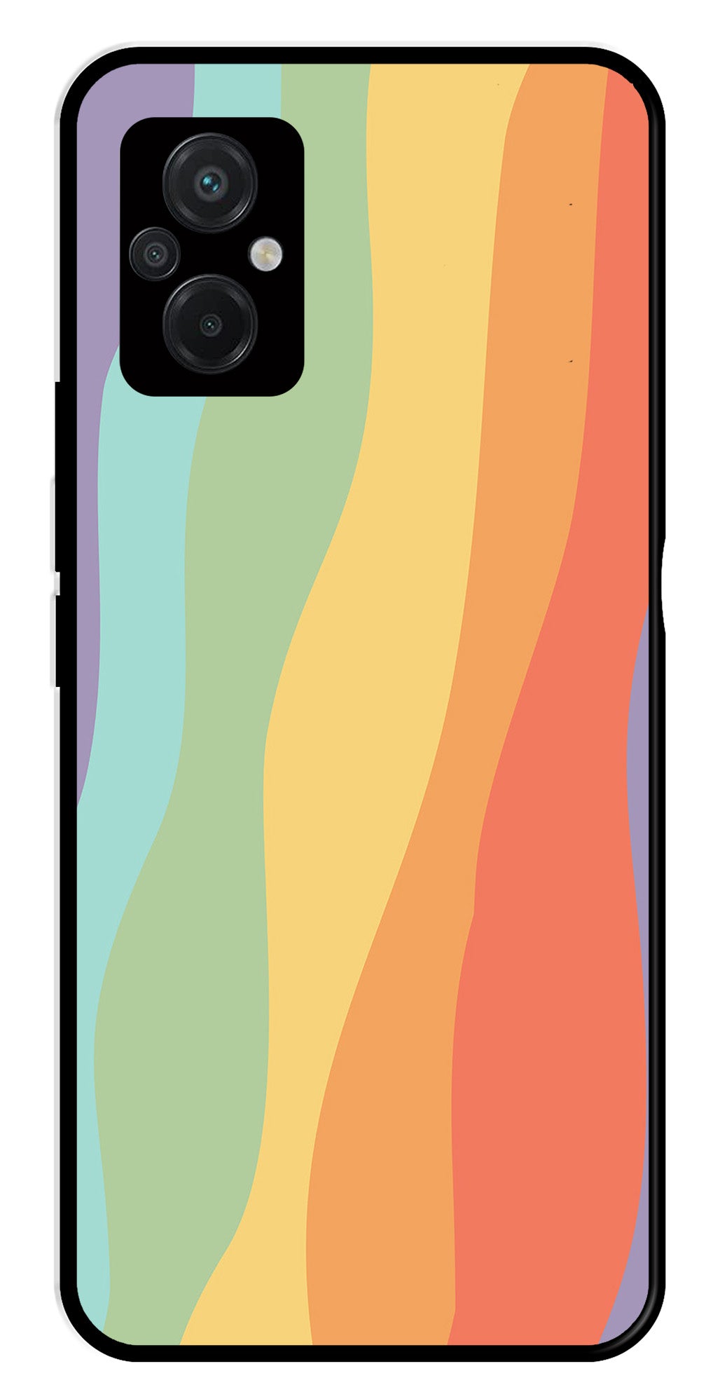 Muted Rainbow Metal Mobile Case for Poco M5   (Design No -02)