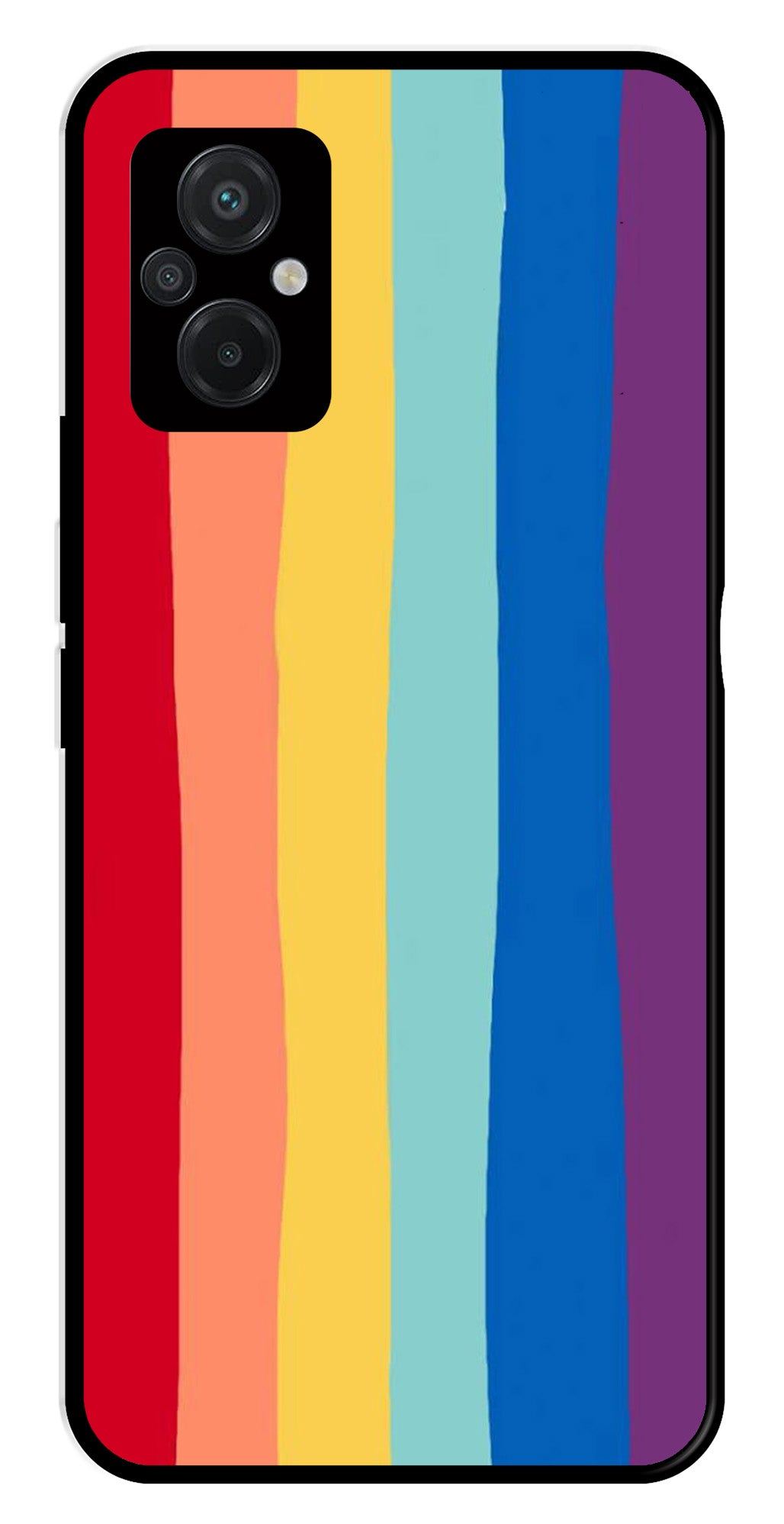 Rainbow MultiColor Metal Mobile Case for Poco M5   (Design No -03)