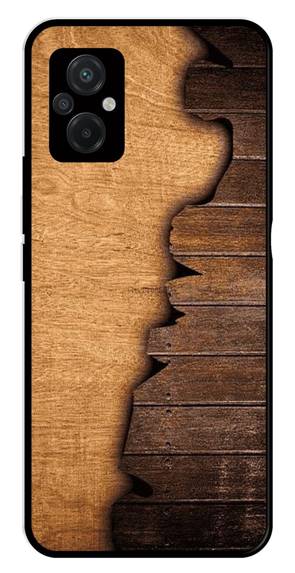 Wooden Design Metal Mobile Case for Poco M5   (Design No -13)