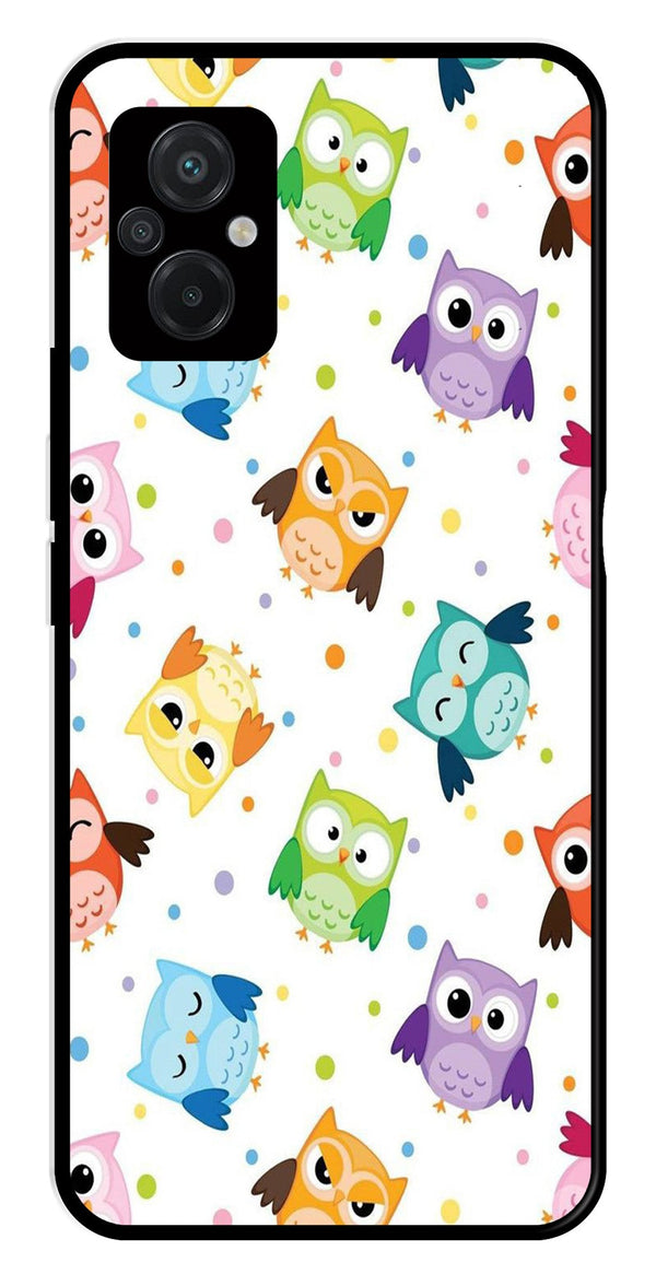 Owls Pattern Metal Mobile Case for Poco M5   (Design No -20)
