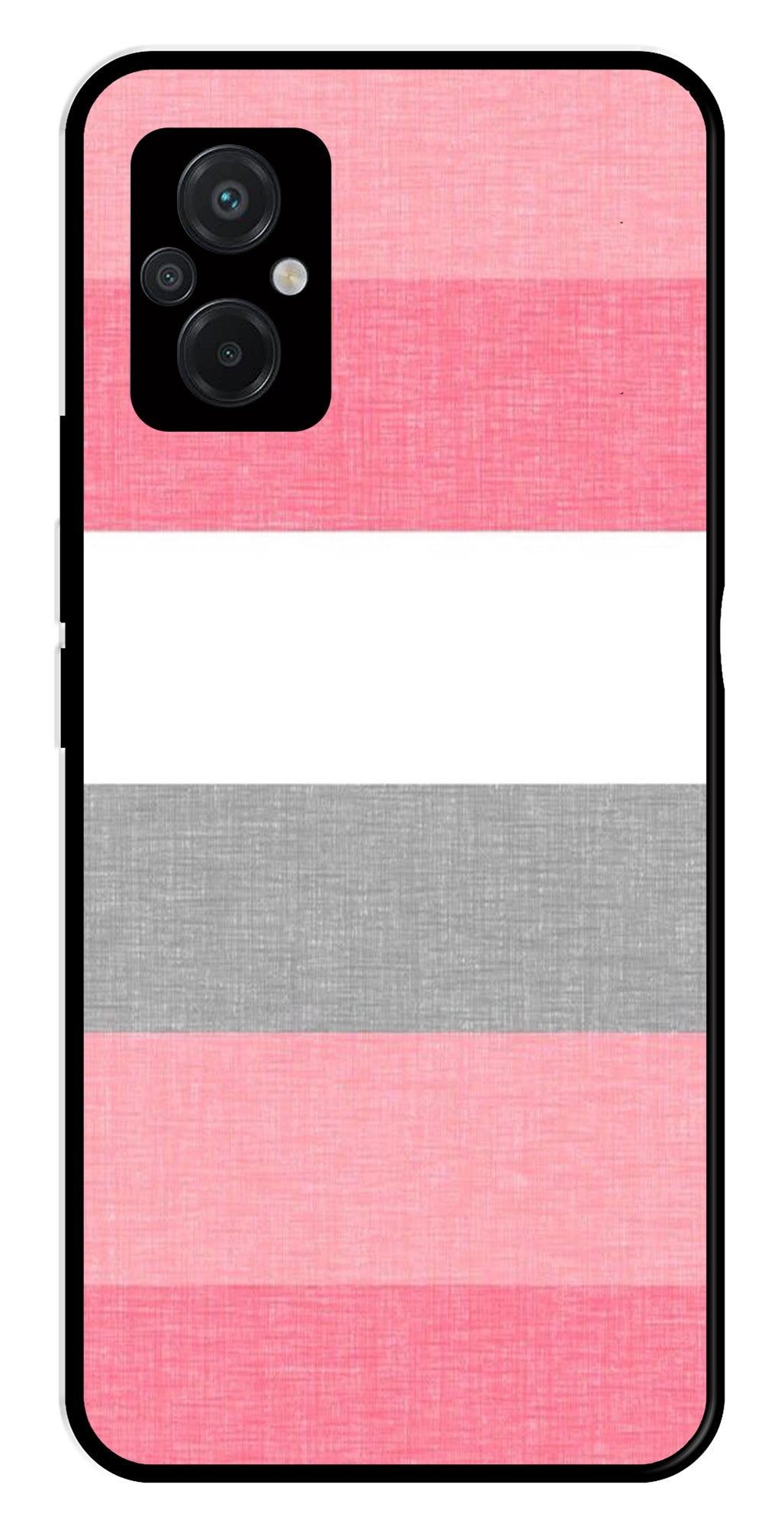 Pink Pattern Metal Mobile Case for Poco M5   (Design No -23)