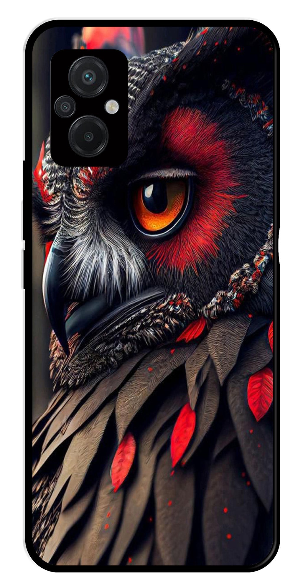 Owl Design Metal Mobile Case for Poco M5   (Design No -26)