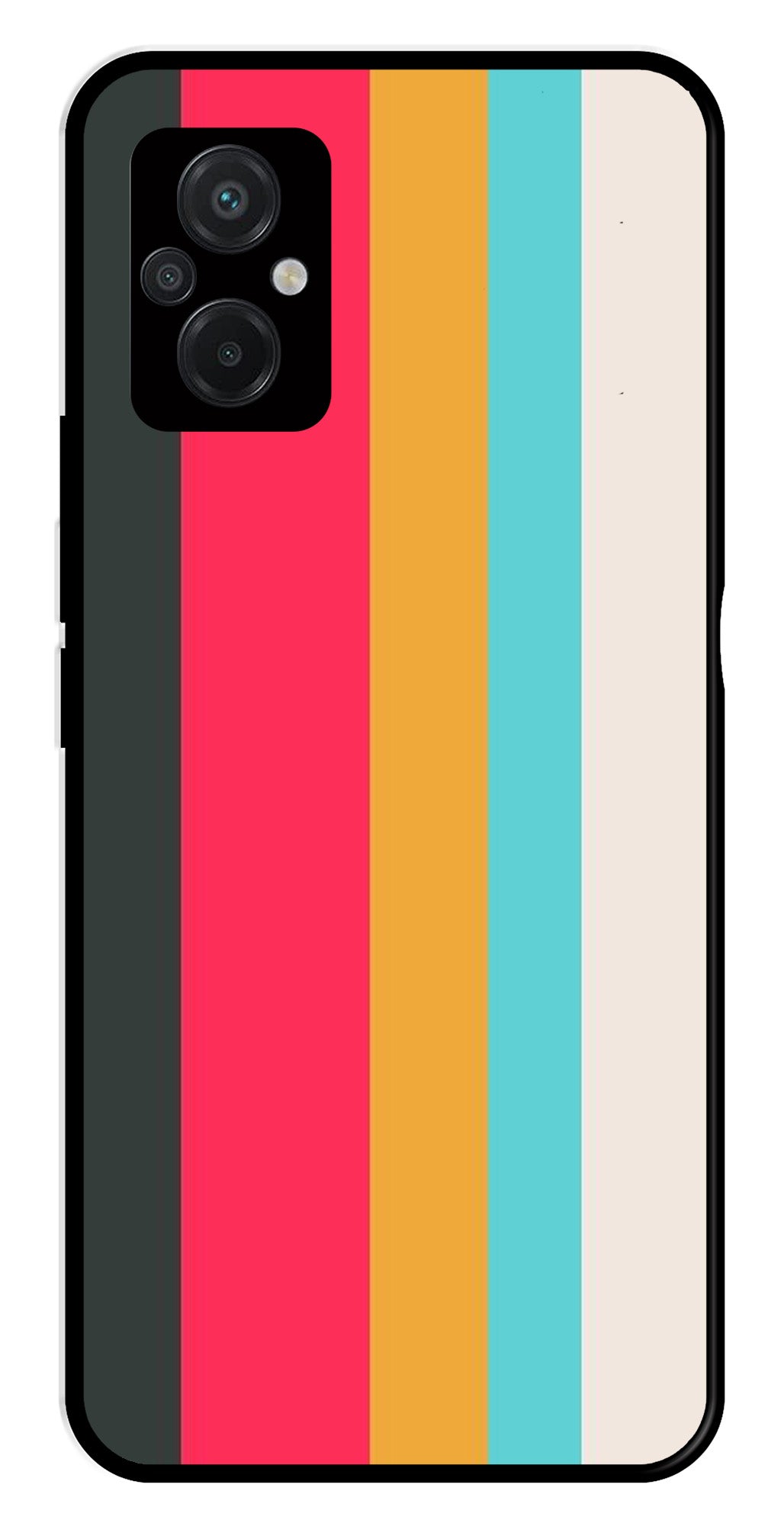 Muted Rainbow Metal Mobile Case for Poco M5   (Design No -31)