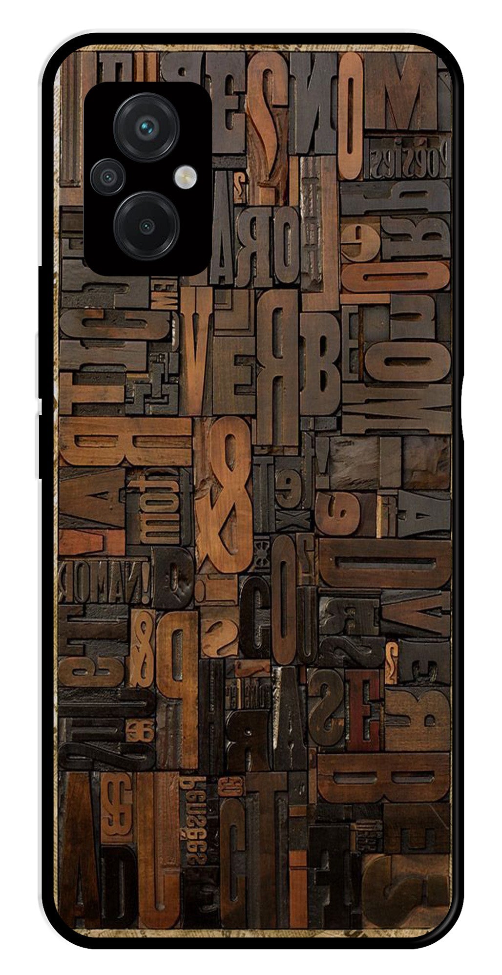 Alphabets Metal Mobile Case for Poco M5   (Design No -32)