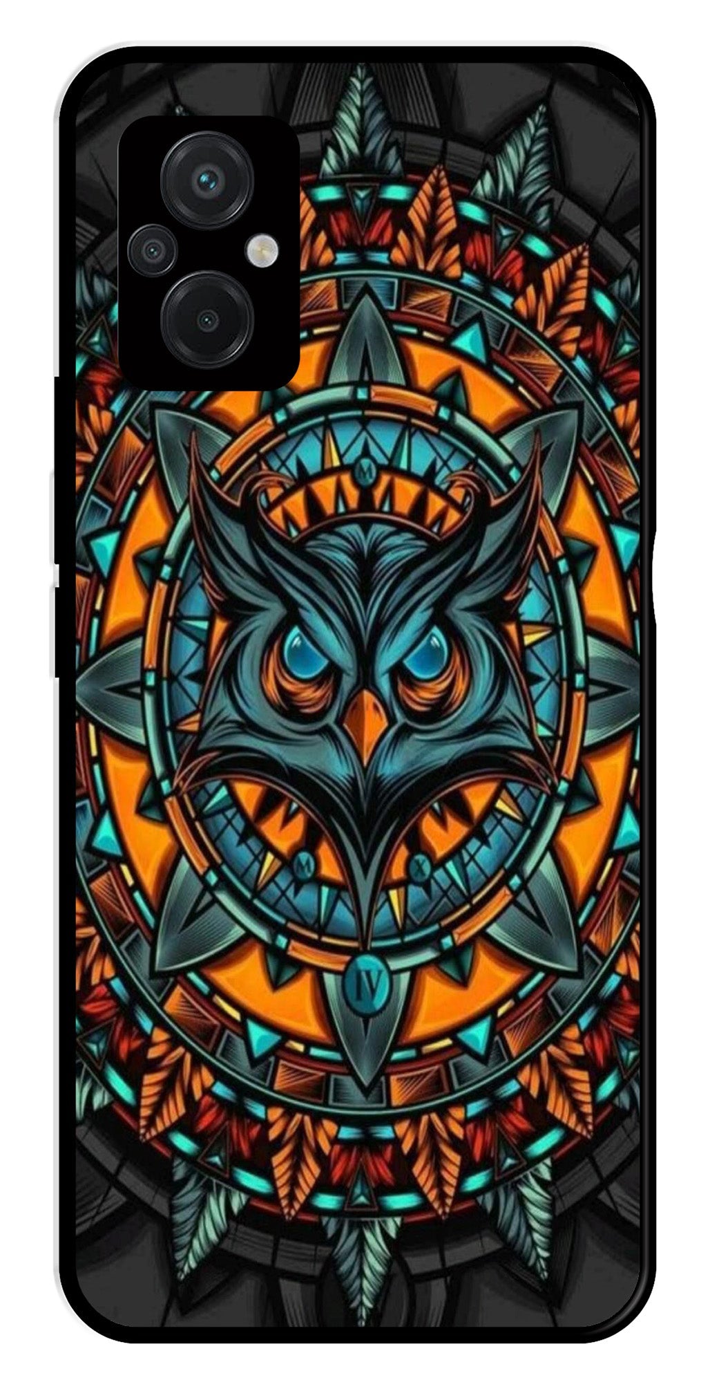 Owl Pattern Metal Mobile Case for Poco M5   (Design No -42)