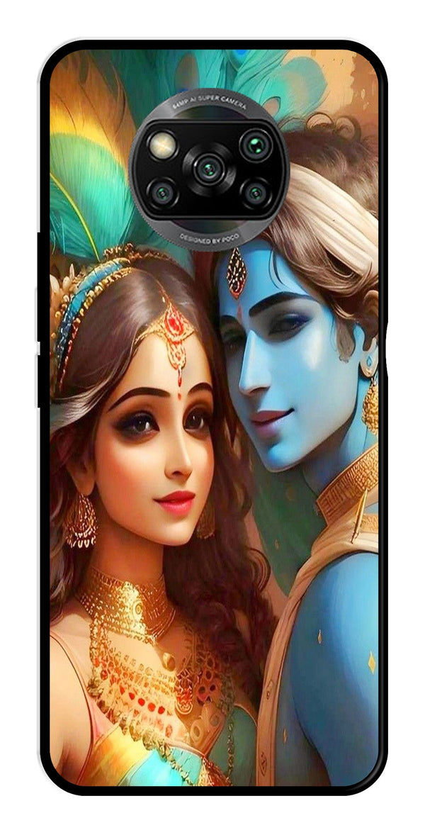 Lord Radha Krishna Metal Mobile Case for Poco X3   (Design No -01)
