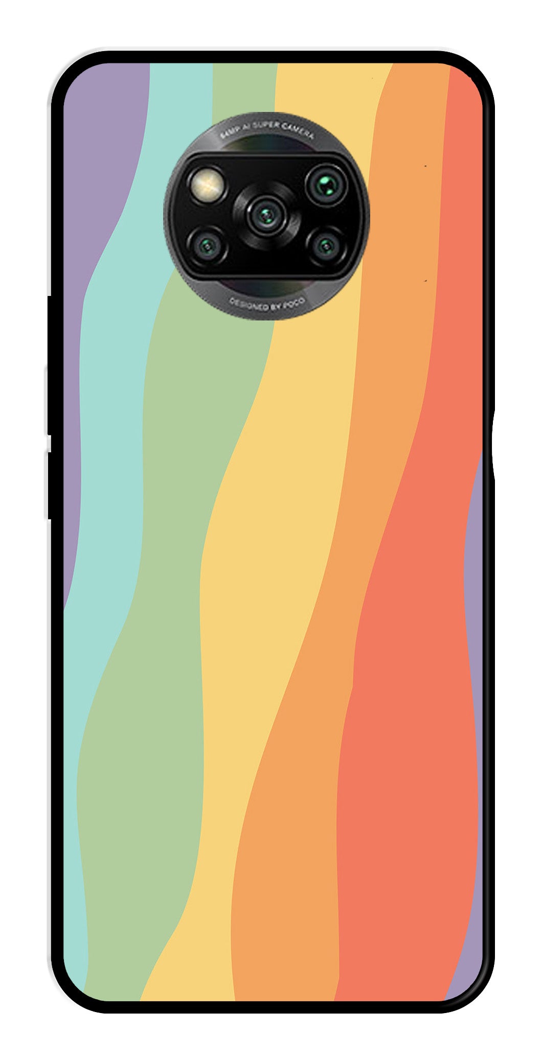Muted Rainbow Metal Mobile Case for Poco X3   (Design No -02)