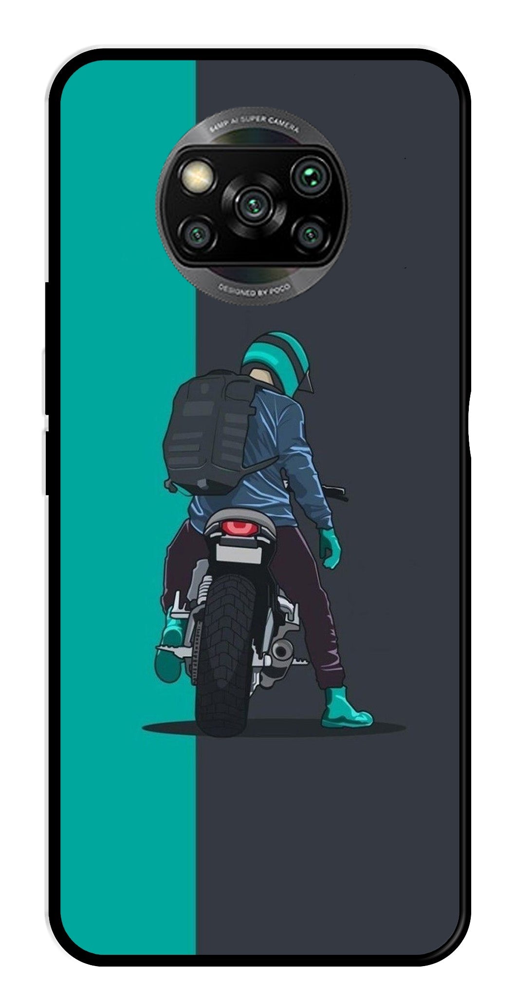 Bike Lover Metal Mobile Case for Poco X3   (Design No -05)