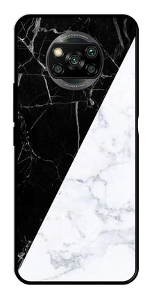 Black White Marble Design Metal Mobile Case for Poco X3