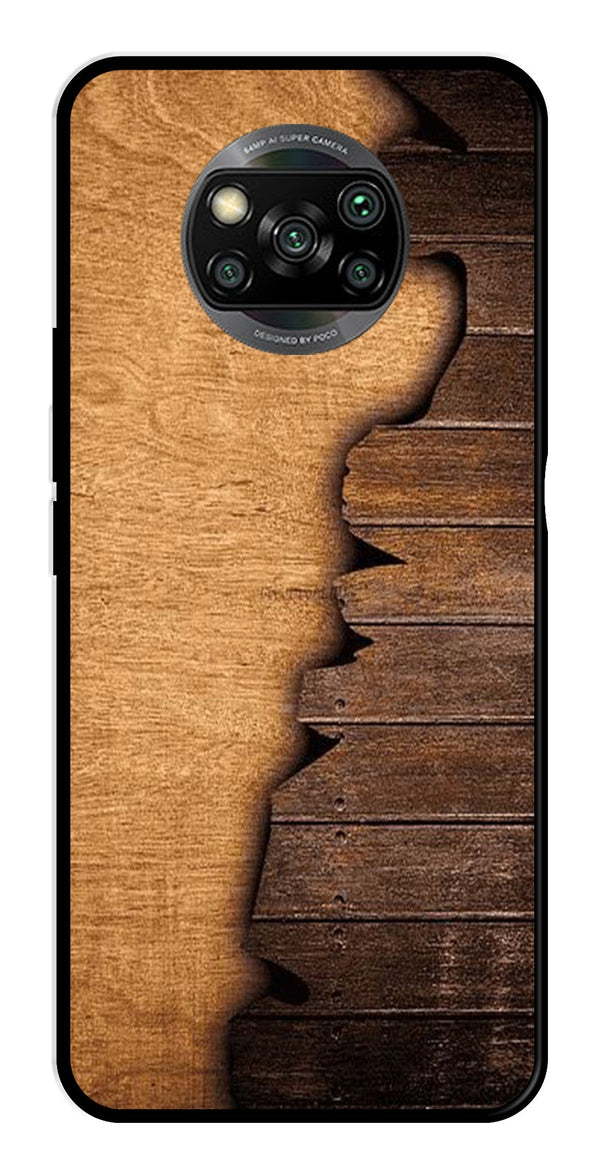 Wooden Design Metal Mobile Case for Poco X3 Pro   (Design No -13)
