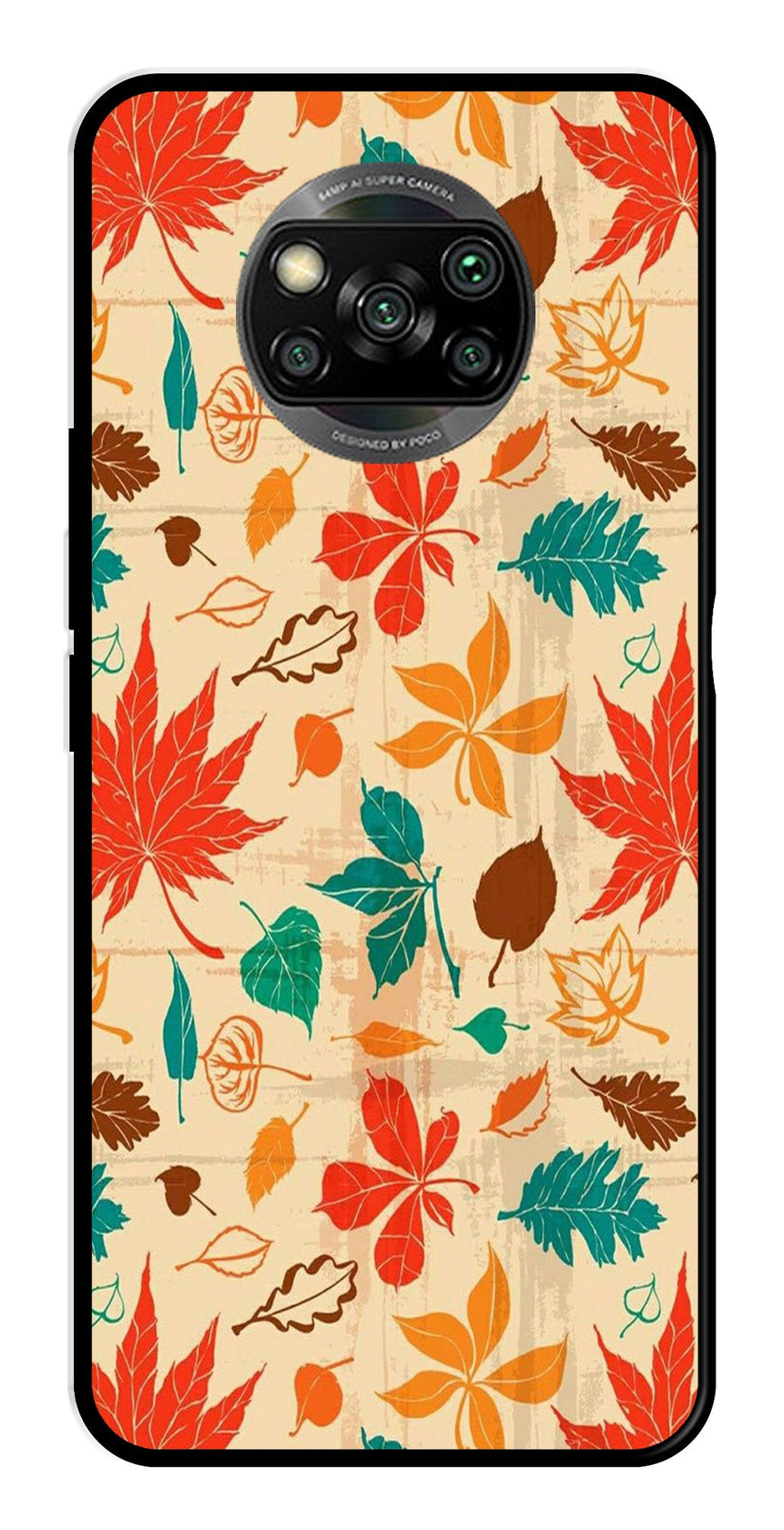 Leafs Design Metal Mobile Case for Poco X3 Pro   (Design No -14)