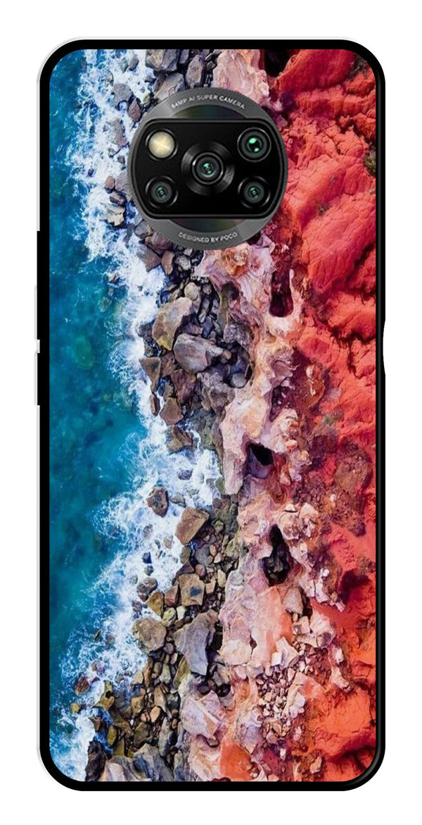 Sea Shore Metal Mobile Case for Poco X3   (Design No -18)