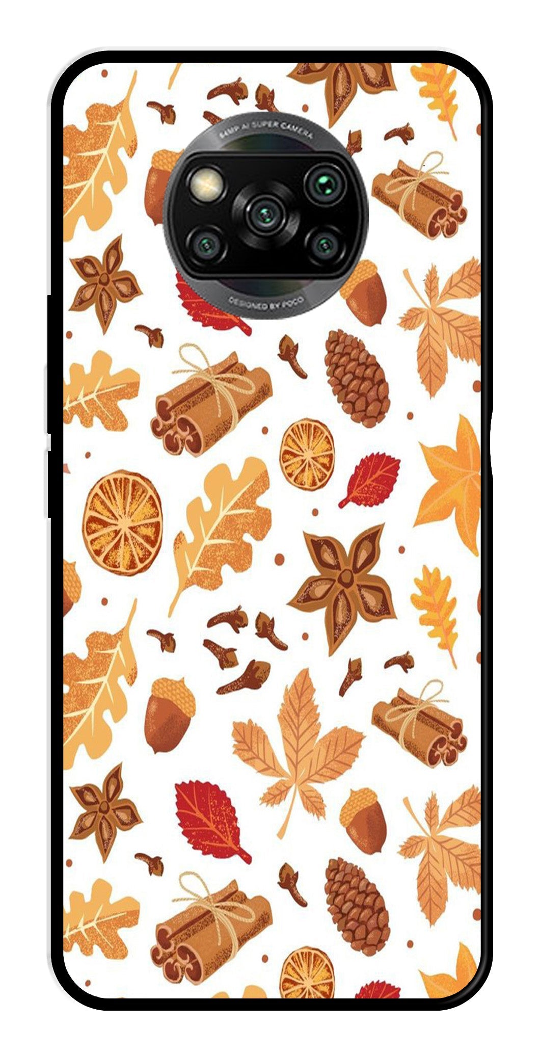 Autumn Leaf Metal Mobile Case for Poco X3   (Design No -19)